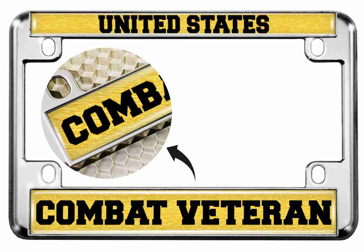 U.S. Combat Veteran - Motorcycle Metal License Plate Frame